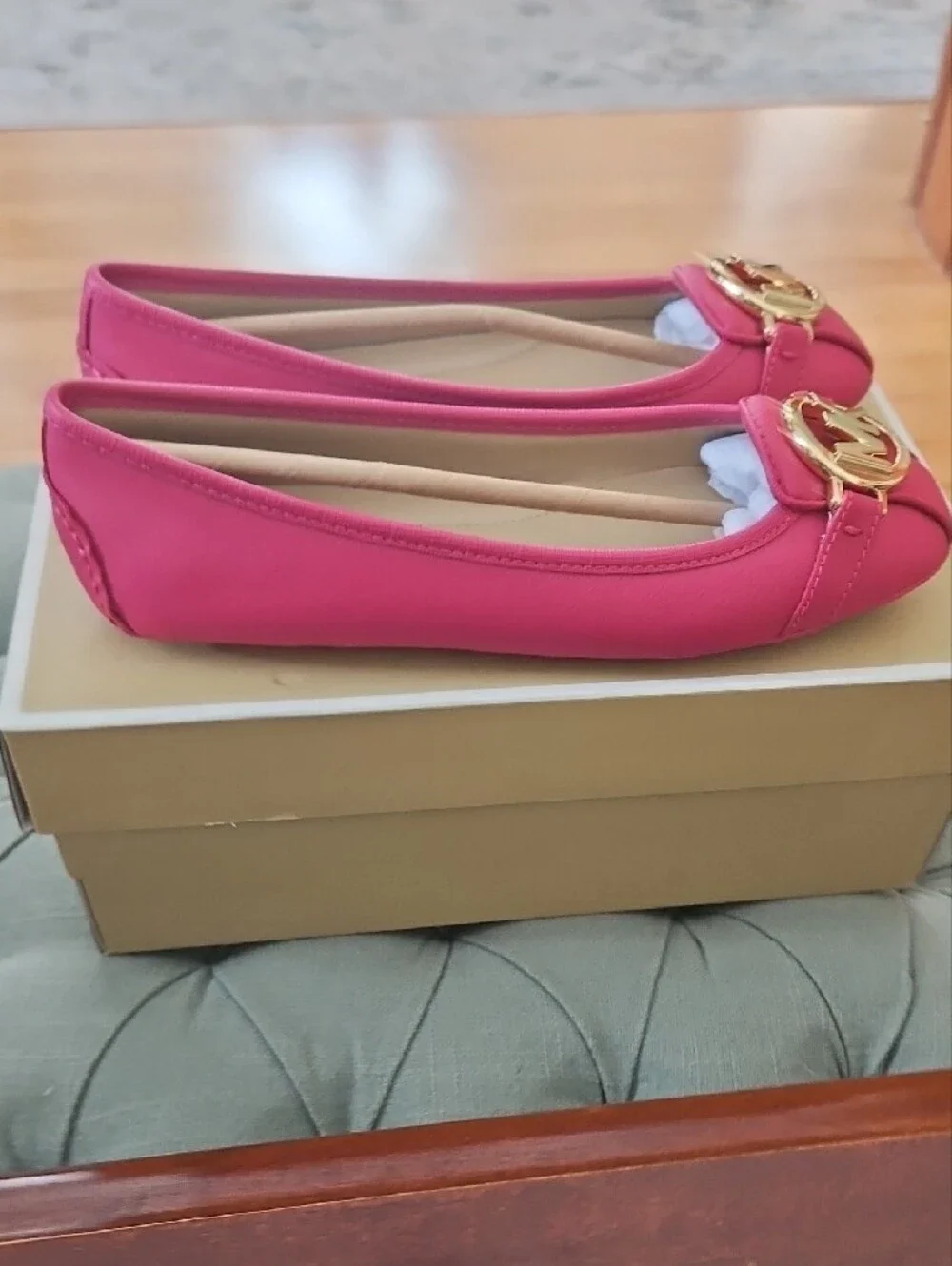 Michael Kors Hot Pink Ballet Flats with Gold Hardware